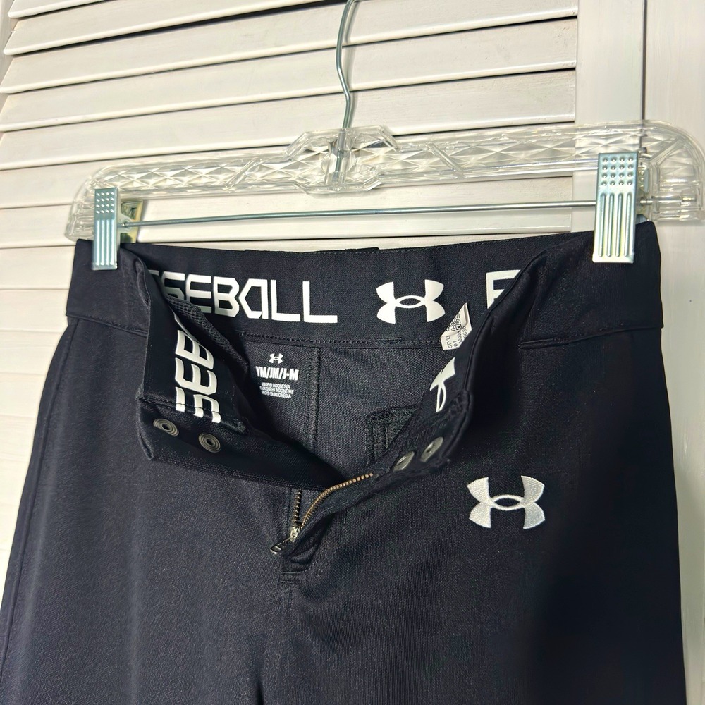 Under Armour Boys Baseball Pants Youth Medium YMD Black Athletic Baseball Game